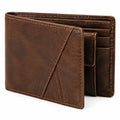 Cartera plegable 12 x 9.5 x 1.5 cm de material sintético marrón con ranuras para tarjetas
