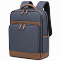 Mochila rectangular 32 x 16 x 45 cm de tejido sintético azul marino y marrón con compartimentos para uso diario