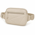 Riñonera 22 x 6 x 14 cm de tejido sintético beige con cremallera ajustable