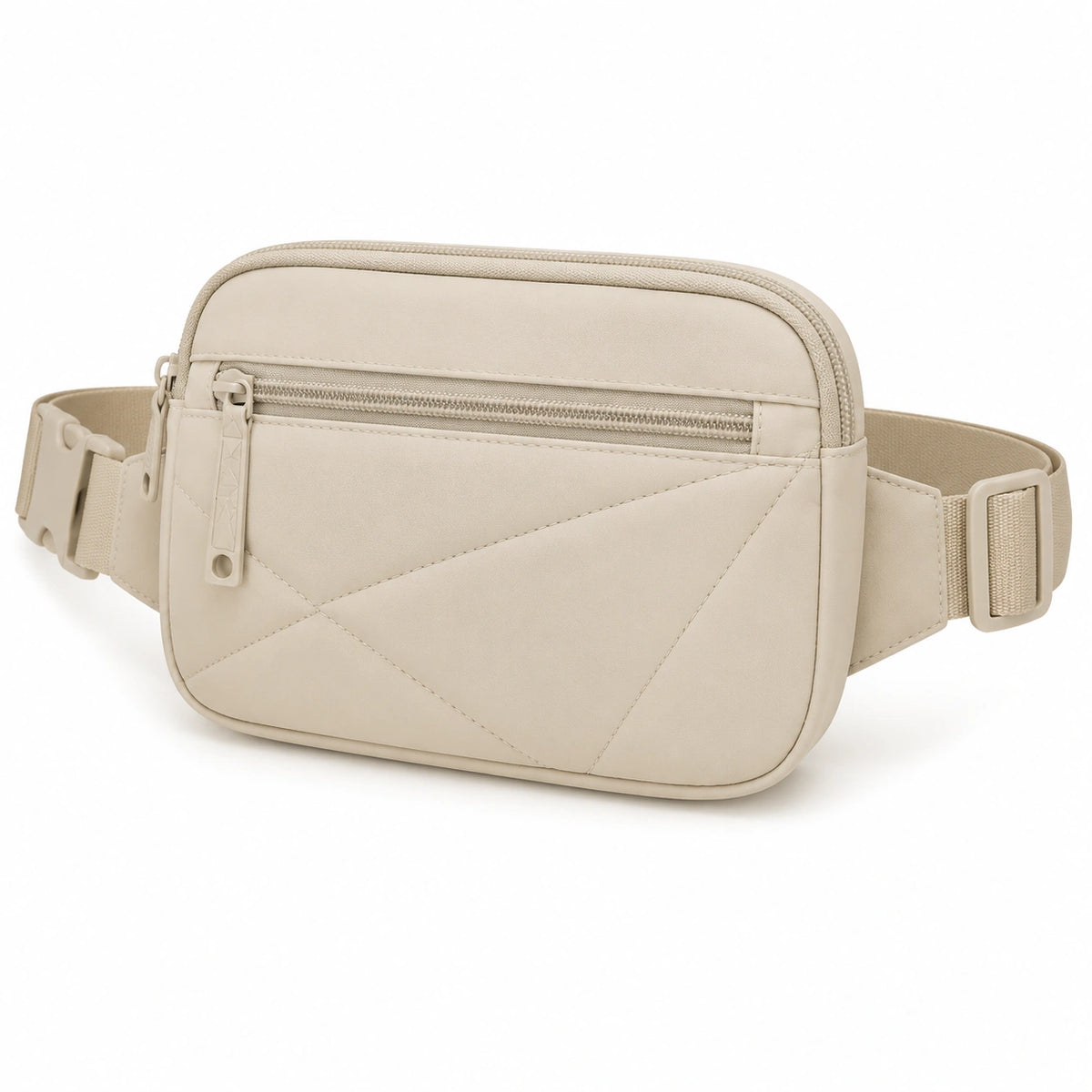 Riñonera 22 x 6 x 14 cm de tejido sintético beige con cremallera ajustable